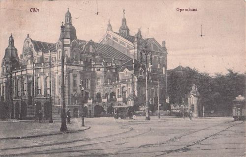 AK Cöln, Strassenbahn vor dem Opernhaus