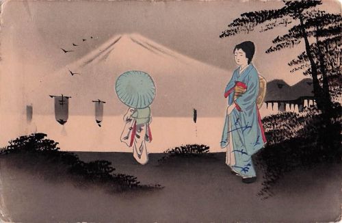 Zwei Frauen im Regen“ von Ohara Koson.