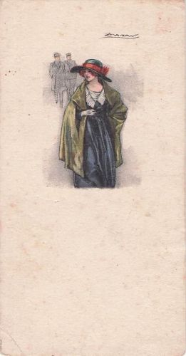 Künstler-Ansichtskarte Mauzan: Junge Dame bemerkt zwei Offiziere, die ihr folgen