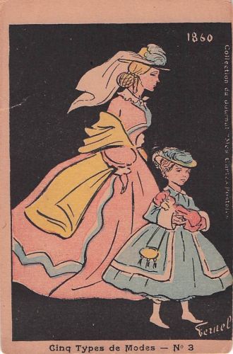KÜNSTLER SIGNIERT, FERNEL, CINQ TYPES DE MODES, Vintage-Postkarte