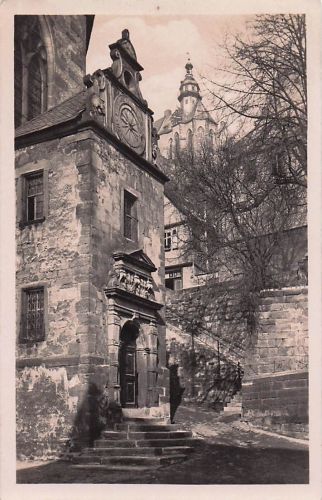 Marburg a.d. Lahn, an der lutherischen Kirche, Blick vom Schloß