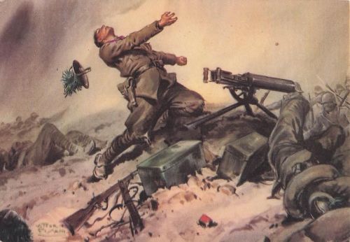 CENTENARY, BERSAGLIERI MASCHINENBEINMANN IM ERSTEN WELTKRIEG VON EINEM ÖSTERREICHISCHEN GETROFFEN.