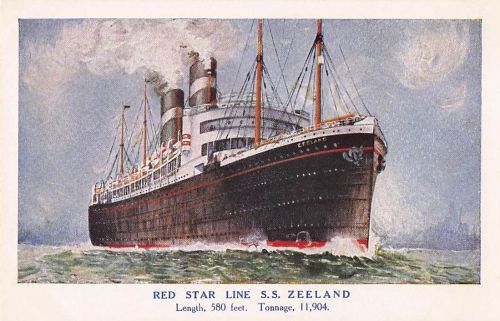 RED STAR LINE S.S. ZEELAND Length, 580 feet. Tonnage, 11,904.