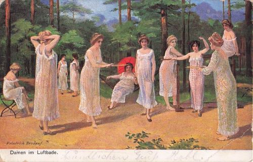 Frauen Damen im Luftbade Erotik AK ca.1912