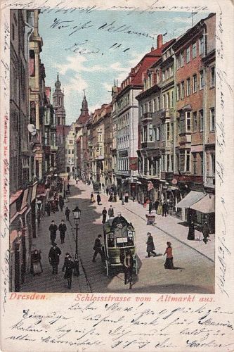 Dresden. Schlossstrasse vom Altmarkt aus.