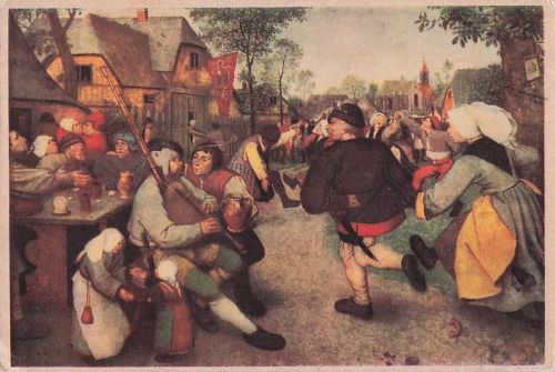 Alte Kunstpostkarte - Pieter Brueghel d. Ä. - Der Bauerntanz