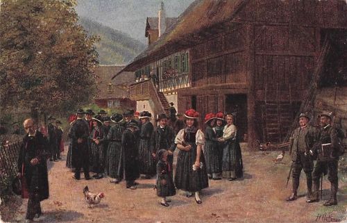 Künstler AK H. Hoffmann, Schwarzwald, Nach der Kirche, vor 1945