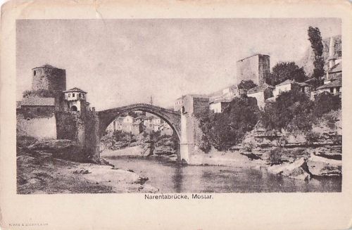 Mostar Narentabruecke K.K. Polizei Lotterie Gebrauchsspuren