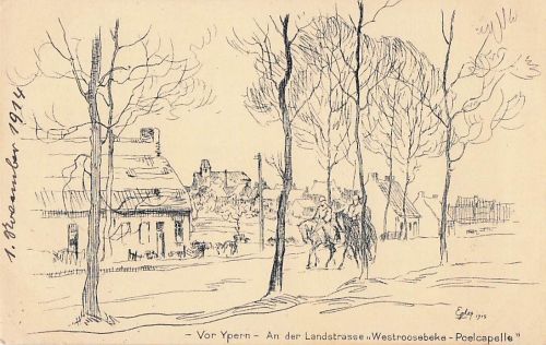STADEN - WESTROZEBEKE, 1. Weltkrieg, Künstler-Karte, 1914