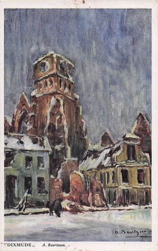 Dixmude Erster Weltkrieg A. Baertsoen Signierte Kunst Unbenutzte Postkarte
