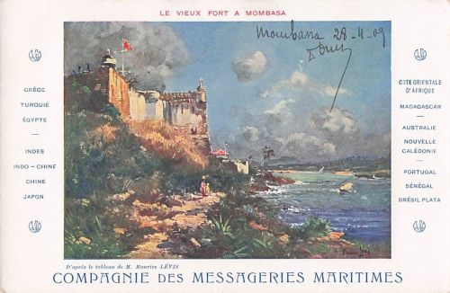 Cartes postales Bateau Paquebot Compagnie des Messageries Maritimes Le vieux fort a Mombasa
