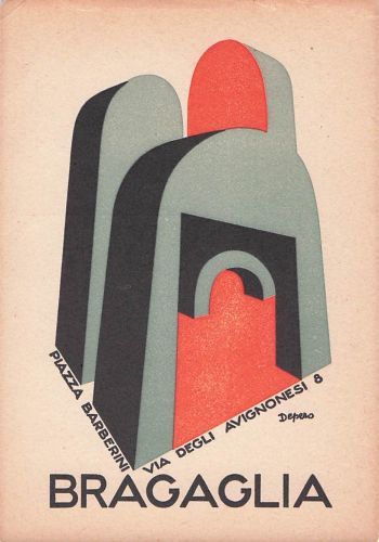 Künstler: Fortunato Depero.Motiv: Werbung für „Bragaglia“.