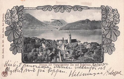 Passepartout Ak Vitznau Kanton Luzern, Vierwaldstättersee, Bahntrace
