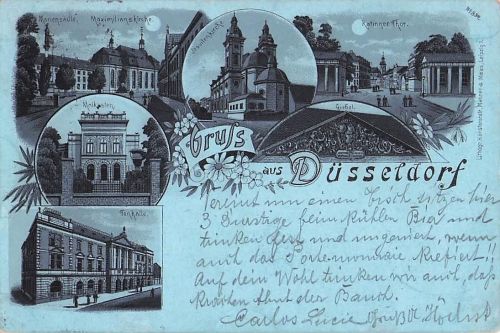 MONDSCHEIN LITHO GRUß AUS DÜSSELDOR