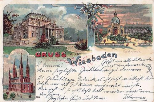 Gruss aus Wiesbaden - Litho