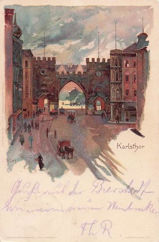 Künstler Litho Kley, H., München Bayern, Karlstor