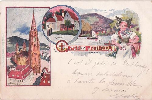 Gruss aus Freiburg - Litho