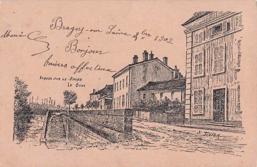1902, die eine Ansicht von "Bragny-sur-Saône" in Frankreich zeigt.