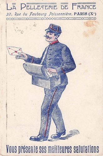 Grußkarte der Firma „La Pelleterie de France“ aus Paris.