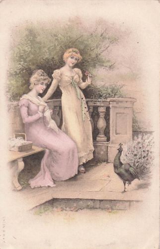 A&MB Jugendstil-Postkarte im griechisch-römischen Stil mit hübschen jungen Frauen, ca. 1910