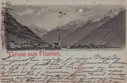 Mondschein Ak Flüelen Kanton Uri Schweiz, Panorama