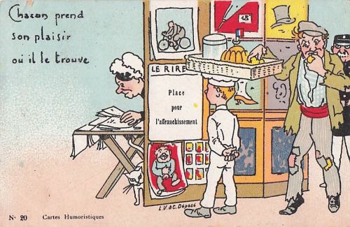 französische Karikatur-Postkarte (No. 20 aus der Serie „Cartes Humoristiques“)