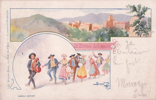 POSTKARTENILLUSTRATOR DOUHIN FANTASY EINE HOCHZEIT IN DER AUVERGNE