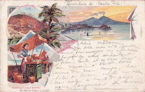 Lithographie Napoli, Panorama, Funicolare