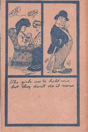 Vintage-Postkarte mit Comicmotiv „The Girls Used to Hold Me“, Poststempel 1907