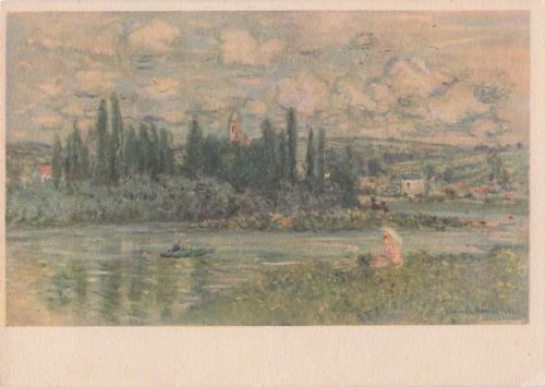 Reproduktion des Gemäldes „Ansicht von Vétheuil“ von Claude Monet.