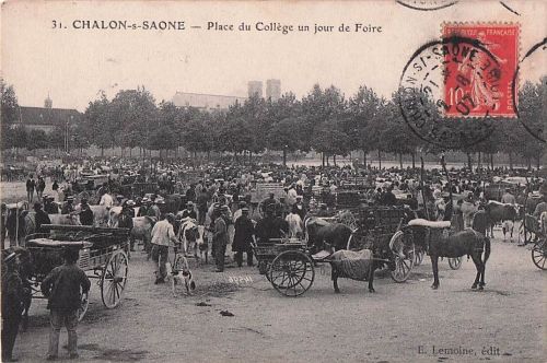 31. CHALON-S-SAONE -Place du Collège un jour de Foire