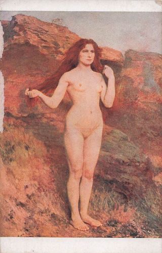 ANTIQUE FRIANT EMILE DYING SUN PICTURE POSTCARD NAKED WOMAN ILLUSTRATED