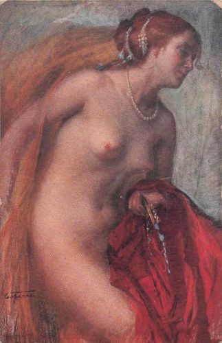 CARTOLINA ANTICA ARTISTICA CESARE FERRO NUDO