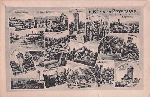 POSTKARTE GRUSS AUS DE BERGSTRASSE MEHRBILD