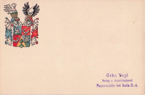 Postkarte zeigt das Wappen des Corps Sprevio Marchia aus München.