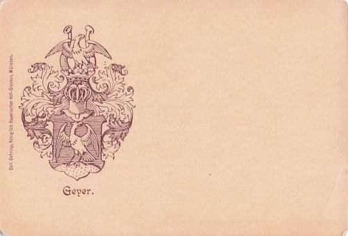Wappen: Es handelt sich um das Adelswappen der Familie "Geyer