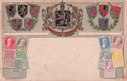 BELGIEN 3D geprägte philatelistische patriotische Briefmarke aus den 1900er Jahren