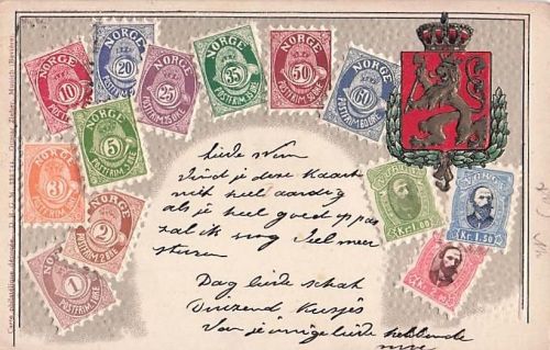 Präge Briefmarken Wappen Litho Norwegen, Norge