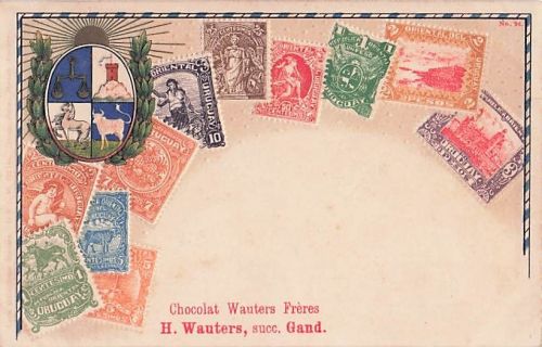 Briefmarken Wappen Ansichtskarte / Postkarte Uruguay, Pesos, Centesimo