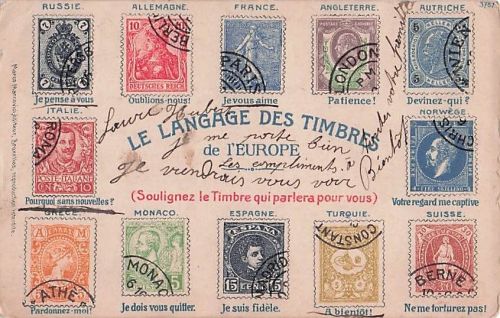 Postkarte Le Langage Des Timbres de I'Europe Frankreich Geteilter Rücken