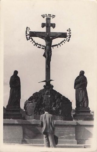 CHRIST STATUE WITH HEBREW CHARLES BRIDGE PRAGUE