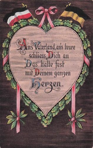 Der Text lautet: „Ans Vaterland, ans teure, schliess Dich an. Das halte fest mit Deinem ganzen Herzen“.