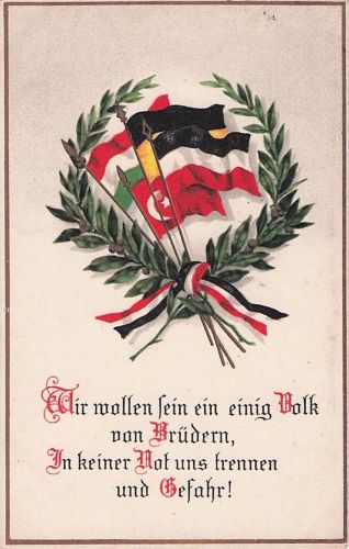 patriotische Feldpostkarte aus der Zeit des Ersten Weltkriegs (ca. 1914-1918