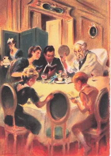 Judaica Alte jüdische Postkarte Tefillin in der Synagoge