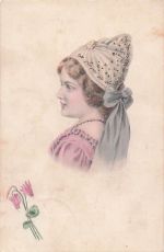 Alte Künstler-AK | Elegante Dame im Profil Jugendstil Portrait