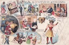 Lithografie-Ansichtskarte (Scherzkarte / Kitschkarte)