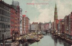 Ansichtskarte Alt-Hamburg, Fleet b. Grimm mit Booten