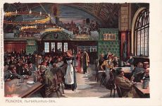 Künstler-Lithographie Paul Hey: München, Saal im Hofbräuhaus