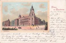 Lithographie Hamburg-Neustadt, Vorderansicht der Hauptpost