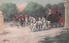 Antike Postkarte: Historische englische Postkutschen-Szene um 1900